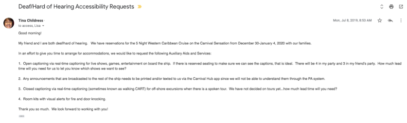 Carnival initial email